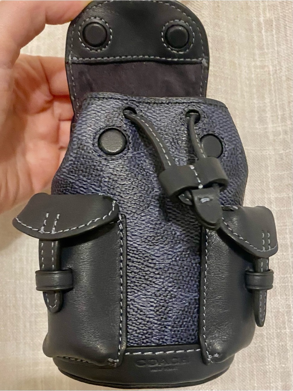Coach Navy Mini Backpack Bag Charm - Picture 6 of 8